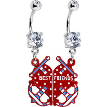 将图片加载到图库查看器,Clear Gem Heart Anchor Best Friends Dangle Belly Ring Set