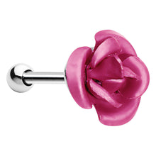 Load image into Gallery viewer, 16G Perfect Pink Metallic Rose Flower Cartilage Stud Earring