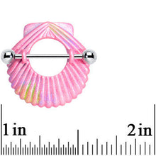 Load image into Gallery viewer, Pink Glitter Mermaid Fantasy Seashell Nipple Shield