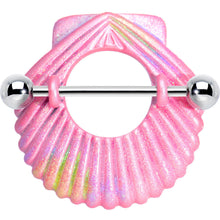 Load image into Gallery viewer, Pink Glitter Mermaid Fantasy Seashell Nipple Shield