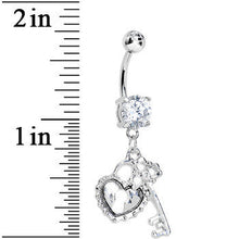 将图片加载到图库查看器,Clear Gem Key to Unlock My Heart Dangle Belly Ring