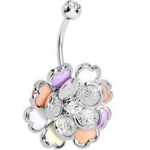 Load image into Gallery viewer, Clear Gem Multi Petal Flowering Hearts Belly Ring