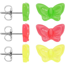 将图片加载到图库查看器,14mm Acrylic Neon Butterfly Stud Earring Set