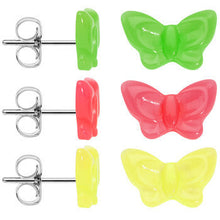将图片加载到图库查看器,14mm Acrylic Neon Butterfly Stud Earring Set