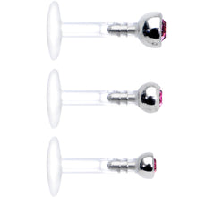 Load image into Gallery viewer, 16G 1/4 Pink Gem Bioplast Triple Forward Helix Barbell 3 Pack Set