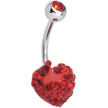 Load image into Gallery viewer, Red Gem For the Love of the Crown Heart Belly Ring