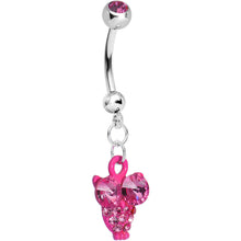 将图片加载到图库查看器,Pink Gem Oversized Eyes Owl Dangle Belly Ring