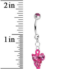将图片加载到图库查看器,Pink Gem Oversized Eyes Owl Dangle Belly Ring