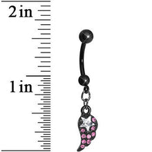 将图片加载到图库查看器,Pink Gem Celestial Star Solo Black Wing Dangle Belly Ring