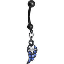 将图片加载到图库查看器,Blue Gem Celestial Star Solo Black Wing Dangle Belly Ring