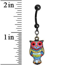 Load image into Gallery viewer, Red Flower Power Artistic Owl Dangle Belly Ring