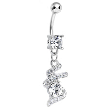 将图片加载到图库查看器,Clear Gem Falling Waters Swirl Drop Dangle Belly Ring
