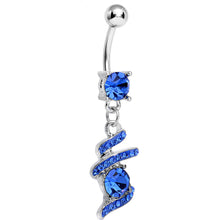 将图片加载到图库查看器,Blue Gem Falling Waters Swirl Drop Dangle Belly Ring