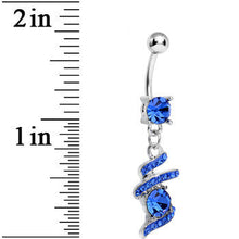 将图片加载到图库查看器,Blue Gem Falling Waters Swirl Drop Dangle Belly Ring