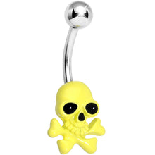 将图片加载到图库查看器,Yellow Neon Cheerful Skull and Crossbones Belly Ring