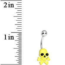 将图片加载到图库查看器,Yellow Neon Cheerful Skull and Crossbones Belly Ring