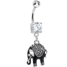 Load image into Gallery viewer, Clear Gem Black Mystic Elephant Dangle Belly Ring