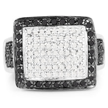 Load image into Gallery viewer, 0.61 Carat Genuine Black Diamond and White Diamond .925 Sterling Silver Ring