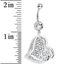 Load image into Gallery viewer, Clear Gem Paved Love Heart Dangle Belly Ring