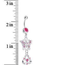 将图片加载到图库查看器,Pink Gem Butterfly and Trinity Knot Dangle Belly Ring