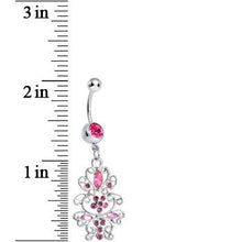 Load image into Gallery viewer, Pink Gem Day of the Daisy Flower Dangle Belly Ring