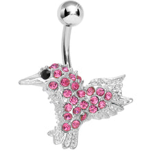 Load image into Gallery viewer, Pink Gem As the Crow Flies Bird Belly Ring