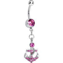 将图片加载到图库查看器,Pink Gem Glamorous Nautical Anchor Dangle Belly Ring