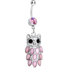 将图片加载到图库查看器,Pink Gem Dressed Up Owl Dangle Belly Ring