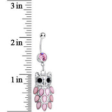 将图片加载到图库查看器,Pink Gem Dressed Up Owl Dangle Belly Ring