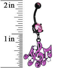 Load image into Gallery viewer, Pink Gem Purple Superstar Music Note Dangle Belly Ring