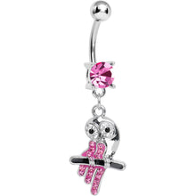 将图片加载到图库查看器,Pink Gem Oddly Adorable Owl Dangle Belly Ring
