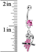 将图片加载到图库查看器,Pink Gem Oddly Adorable Owl Dangle Belly Ring