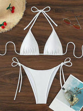 将图片加载到图库查看器,Swimwear Women Bandage Women Triangle Bathing Suits 2 Pieces Bikini Bowknot Swimsuit Bikini Set Swimwear Bikini Sets Bikinis Bathing Suit Push Up Swimsuit Summer Beachwear
