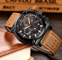 将图片加载到图库查看器,Men's Waterproof Modern Watch With Leather Belts, Stainless Steel Case Excellent Look Perfect Gift