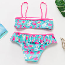 将图片加载到图库查看器,3-16Y Cartoon Two-piece Girls Swimwear Ruffle Swimsuit Bikini Set One Shoulder Beachwear Princess Two Piece Bathing Suit Children Swimwear Girls Swimsuit Bikini Set