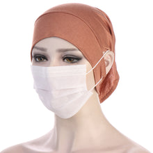 Load image into Gallery viewer, NEW Soft Cotton Hijab Breathable Turban Tie Under Scarf Elegant Ear Hole Stretch Inner Hijabs Lightweight Turban Round Front Under Hijab Caps Female Turban Bonnet