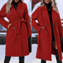 Load image into Gallery viewer, Womens Winter Coat Trend Lapel Double-breasted Trench Coat With Belt Winter Fashion Solid Color Long Jacket Outwear Women Clothing Notched Lapel Collar Double Breasted Pea Coat Winter Wool Blend Over Coats Long Jackets