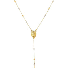 Load image into Gallery viewer, 14k Tri Color Gold Lariat Rosary Necklace