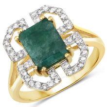 Load image into Gallery viewer, 2.55 Carat Dyed Emerald and White Topaz .925 Sterling Silver Ring