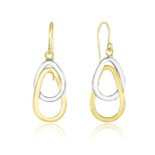 Load image into Gallery viewer, 14k Two-Tone Gold Interlaced Open Teardrop Drop Earrings