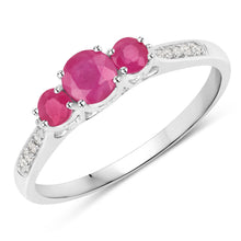 将图片加载到图库查看器,0.61 Carat Genuine Ruby and White Diamond 14K White Gold Ring