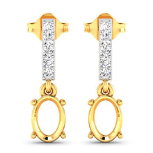 Load image into Gallery viewer, 0.14 Carat Genuine White Diamond 14K Yellow Gold Semi Mount Earrings - holds 7x5mm Oval Gemstones
