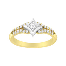 Load image into Gallery viewer, 10K Two Tone Color 1/2 Cttw Diamond Kite and Split Shank Ring (H-I Color,SI2-I1 Clarity)