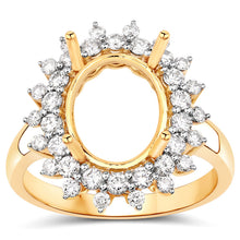 将图片加载到图库查看器,0.79 Carat Genuine White Diamond 14K Yellow Gold Semi Mount Ring - holds 11x9mm Oval Gemstone