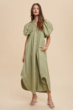 Load image into Gallery viewer, Smocked Puff Sleeve Midi Dress – Feminine Smocked Detailing, Puff Sleeves, and Midi Length for a Trendy and Elegant Look