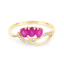 Load image into Gallery viewer, 0.71 Carat Genuine Ruby and White Diamond 14K Yellow Gold Ring