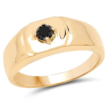 Load image into Gallery viewer, 14K Yellow Gold Plated 0.20 Carat Genuine Black Diamond .925 Sterling Silver Ring