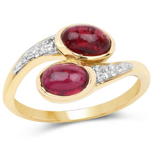 Load image into Gallery viewer, 14K Yellow Gold Plated 2.38 Carat Glass Filled Ruby and White Topaz .925 Sterling Silver Ring