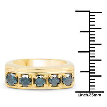 Load image into Gallery viewer, 14K Yellow Gold Plated 1.25 Carat Genuine Blue Diamond .925 Sterling Silver Ring