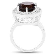 Load image into Gallery viewer, 4.52 Carat Genuine Smoky Quartz and White Topaz .925 Sterling Silver Ring